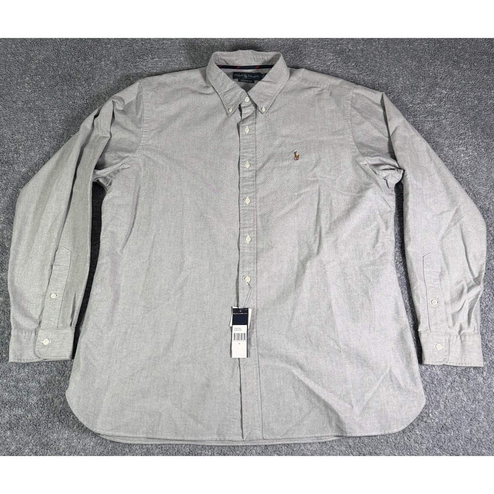 NWT Ralph Lauren Long Sleeve Gray Classic Fit Men's XL Button-Down Oxford Shirt